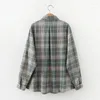 Kvinnor BLOUSES 2156 Autumn Women Plaid Skjortor Vintage nödställda långärmad knapp klassisk mode casual kvinnlig grov tygblus