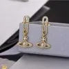 bijoux boucles d'oreilles vivian Western Empress Dowager Vivian Pins Trombones Diamants complets Saturne Clous d'oreilles Atmosphère extravagante pour femmes Petite foule design36