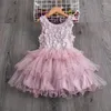 Girl Dresses Dress Sleeveless Puffy Summer Princess Beautiful Lace Mesh Fashion Pleated For Party