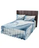 Bedrok Marmeren vloeiende textuur Blauwe elastische hoeslaken met kussenslopen Beschermer Matrashoes Beddengoedset Laken