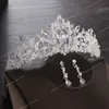 Luxuriöses Herz-Kristall-Brautschmuck-Set, Hochzeit, kubischer Zirkon, Krone, Tiara, Ohrring, Halsband, Halskette, Set, afrikanische Perlen, Schmuck-Set, Modeschmuck, Schmuck-Sets