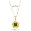 Pendentif Colliers En Acier Inoxydable Turquoise Inlay Sun Flower Collier Pour Homme Femmes Forme Vintage Incrusté Pierre Naturelle Cadeaux De Fête