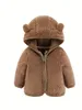 Jackor 2023 Spring Autumn Male and Female Babies Hooded Bear Ears Dragkedja Varm långärmad Top Solid Color Jacket