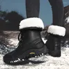 Stiefel CRLAYDK Damen-Schneeschuhe, wasserdicht, warm, mit Fell gefüttert, in der Mitte der Wade, Winterwandern, rutschfeste Schuhe, Patchwork, isoliert, pelzige Stiefeletten