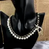 722003 Pear Chocker necklace Designer engagement black chain design Luxury Jewelry for Women Fashion runway Vintage Transparent Brand necklace c and c necklace