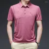 Men's Polos 2023 Summer Business Leisure Short Sleeve T-shirt Middle-aged Top Pattern Print POLO Neck Fashion Commuting Versatile