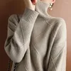 Swetery damskie wełna kaszmirowa swetra kobiet Turtleeck ciepłe gęste pullover 2023 Zimowe dzianiny eleganckie ubrania długie rękawy Owwnerze