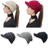 Cappello di lana da donna Inverno caldo berretti a coda di cavallo Cappelli lavorati a maglia Casa Moda adulto Hip-hop ciclismo Cappello a coda di cavallo Berretto con visiera