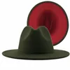 Berets Rose Red Patchwork Wool Felt Jazz Fedora Hats With Belt Buckle Men Women Wide Brim Panama Cowboy Trilby Hat L/XL