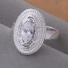 Klaster pierścionki Wysokiej jakości Wspaniałe prezenty na przyjęcie weselne JZ-ar380 srebrny kolor hurtowy biżuteria mody guzki owalne talerz asjajjqa