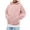 Men's Sweaters Men Boys Winter Thicken Plush Long Sleeve Sweatshirt Pullover Drawstring Hoodie Tops With Pocket Fluffy Kangaroo Outwear