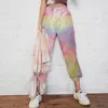 Pantalons pour femmes 2023 Printemps Automne Mode Cordon Taille Haute Pantalon Streetwear Tie Dye Peintures Femmes Basic Nine Points Pantalons de survêtement