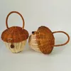 Borse portaoggetti Borsa per ghiande a mano per bambini Cestino decorativo fatto a mano in rattan per ragazze di fiori