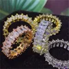 Ekopdee banda zircão anéis para mulheres eternidade promessa cz cristal dedo anel de noivado jóias de casamento venda quente amor presente