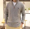 Дизайнерские зимние мужские свитера Ральф-поло на молнии полувязанный пуловер пони мужские свободные повседневные однотонные свитера 65 В