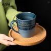 Tassen Kreative Ofen Ändern Glasur Europäischen Vintage Keramik Relief Handwerk Kaffeetassen Hause Wohnzimmer Tisch Wasser Tasse Becher