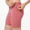 Aktiva shorts med logotyp kvinnor hög midja naken känsla Gymfickor Snabbt torrt Push Up Running Fitness Workout Yoga Short Pants
