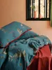 Bedding Sets Four-Piece Cotton Satin Blue Plant Flower Printing And Dyeing Double-Sided Color Matching Home Textile Quilt Cover 1.8M