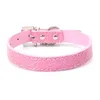 Dog Collars Small Durable Collar PU Leather Padded Pet With Puppy Pendant & Rhinestone Buckle For Medium Large Dogs Cats