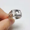 Anéis de cluster sólido 925 prata homem anel configuração com 18k branco chapeamento de ouro 9mm semi montagem pedra preciosa para fazer jóias