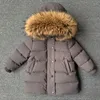 Manteau en duvet d'hiver 2023 pour enfants, veste longue en canard blanc, pour garçons et filles, col en vraie fourrure, Ski de 2 à 12 ans