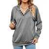 Gym Clothing Women's Button Drawstring Long Sleeve Solid Color Hoodie Fashion With Womens Light Weight Sweat Shirts Fall Sweatshirts