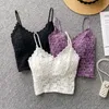 Tanques de mujer Fahion Sexy Girl's Strap Bra Chaleco Top Femenino Gancho de encaje Diseño de flores Outwear Bottom Fro Mujeres Verano Otoño Negro Bustier