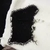 하이 스트리트 패치 워크 스웨터 느슨한 구멍 찢어진 캐주얼 니트 탑 가을 겨울
