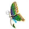 Brooches Zlxgirl Jewelry Colorful Enamel Imitation Pearl Butterfly For Women Wedding Bridal Pin Brooch Insect Hats Joias