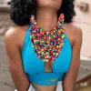 Chaînes Collier ras du cou Unique charme exquis Boho multicolore gland bois perlé bavoir accessoires de fête