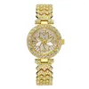 Relógios de pulso Tiktok elegante padrão romano diamante incrustado relógio feminino pulseira de quartzo