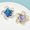 Broches Wulibaby fleur de cristal brillant pour femmes unisexe 2 couleurs jolies plantes fête bureau broche broche cadeaux