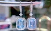 Boucles d'oreilles GUILD Fine Jewelry Pur 18K Or Blanc Naturel Aigue-Marine Gemmes 3.51ct 3.83ct Diamants Femme Pour Femmes