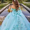 Sky Blue Sweetheart Sweet 16 Quinceanera Dress 2024 Sparkly Lace Appliques 3D Flowers Princess Ball klänning Vestidos de 15 Anos