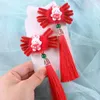 Hair Accessories Fan Shaped Headdress Bow Grip Kids Chinese Clips Year Hairpins Barrettes Children Tassels