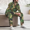 Erkeklerin Trailtsuits Ordu Yeşil Kamuflaj Pamuk Pazlanı ile Uzun Kollu Pijama Seti Erkek Pantolon ve Uzun Kollu