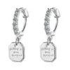 Nouveau 18K jaune blanc plaqué or complet Bling CZ lettre étiquette boucles d'oreilles cerceaux pour hommes femmes pour fête de mariage beau cadeau