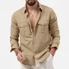 Chemises habillées pour hommes automne printemps chemise vacances quotidiennes boutonnée Cargo veste décontractée revers manches longues coupe ample