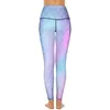 Calças ativas ombre impressão leggings bolsos rosa e azul gráfico yoga push up correndo legging bonito estiramento esportes collants