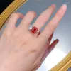 Cluster Rings 2023 European And American S925 Silver Imitation Diamond 8 10 Pigeon Blood Red Ring Cross Border Sale