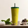 Mugs 710ml/473ml Straw Cup With Logo Milk Tea Drinkware 2-Layer Diamond Radiant Water Bottles For Gift Plastic Reusable Coffee