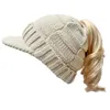 Kadın yün şapka kış sıcak at kuyruğu fasulyeleri örme şapkalar ev moda yetişkin hip-hop at kuyruğu şapka zirve kapağı