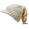 Vrouw Wollen Muts Winter Warm Paardenstaart Mutsen Gebreide Hoeden Home Fashion Volwassen Hiphop Paardenstaart Hoed Pet