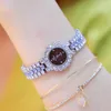 Montres-bracelets de luxe femmes montres Top marque cristal diamant acier inoxydable petites dames pour femme montre-bracelet Relogio Feminino
