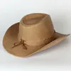 Berets skórzane mężczyźni Western Cowboy Hat for Gentleman Dad Lady Cowgirl Sombrero Hombre Caps Big Size xxl Duża głowa