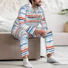 Men's Tracksuits Colorful Stripes Long-Sleeved Pajama Set With Cotton Flannel Men Pants And Long Sleeve