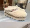 Pantofole da donna Tazz Braid stivali da neve con plateau mantengono caldo peluche invernale casual con sacchetti per la polvere di carte Bellissimo Natale