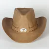 Berets skórzane mężczyźni Western Cowboy Hat for Gentleman Dad Lady Cowgirl Sombrero Hombre Caps Big Size xxl Duża głowa