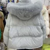 Piumino da donna dal design originale PRXX Parka Marchio di moda allentato ispessito corto Volpe Collo in pelliccia grande Piumino d'anatra bianco Capispalla Cappotti Piumino con cappuccio da esterno