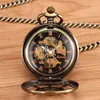 Pocket Watches Brass Hollow Out Rudder Style Manual Mechanical Watch Romen Numeral Black Face Men Portable 30cm Pendant Women Gift